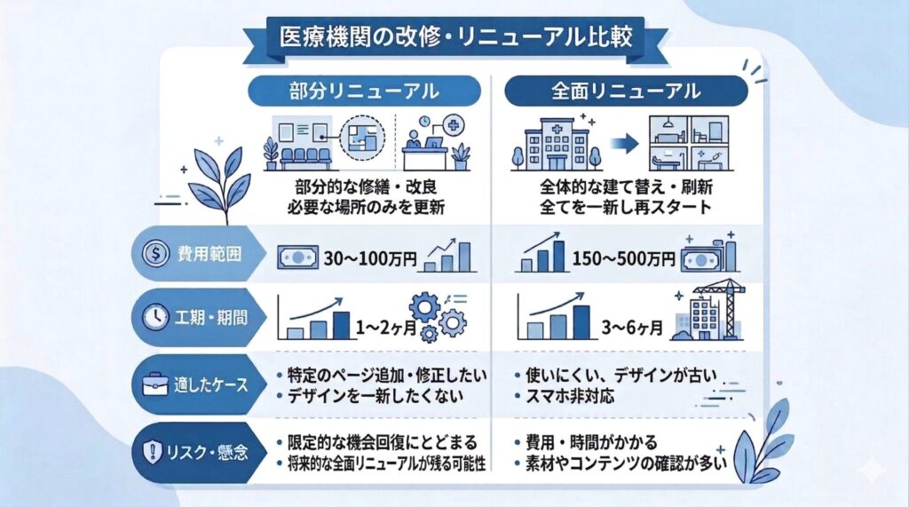 医療機関の改修・リニューアル比較
